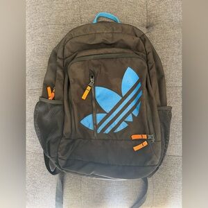 Adidas Black Backpack with Blue and Orange Accents